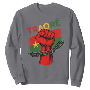 Traoré 2025 Burkina Faso Flag Sweatshirt Raised Fist Broken Chains TS02 Charcoal Print Your Wear