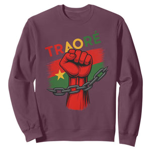 Traoré 2025 Burkina Faso Flag Sweatshirt Raised Fist Broken Chains TS02 Maroon Print Your Wear