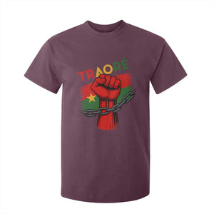 Traoré 2025 Burkina Faso Flag T Shirt For Kid Raised Fist Broken Chains TS02 Maroon Print Your Wear