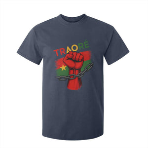 Traoré 2025 Burkina Faso Flag T Shirt For Kid Raised Fist Broken Chains TS02 Navy Print Your Wear