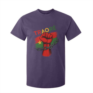Traoré 2025 Burkina Faso Flag T Shirt For Kid Raised Fist Broken Chains TS02 Purple Print Your Wear