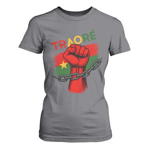 Traoré 2025 Burkina Faso Flag T Shirt For Women Raised Fist Broken Chains TS02 Charcoal Print Your Wear