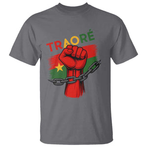 Traoré 2025 Burkina Faso Flag T Shirt Raised Fist Broken Chains TS02 Charcoal Print Your Wear