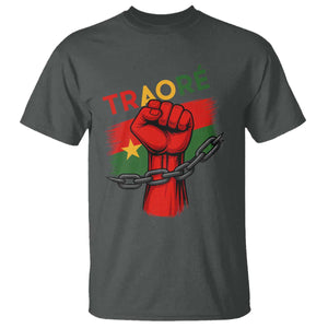 Traoré 2025 Burkina Faso Flag T Shirt Raised Fist Broken Chains TS02 Dark Heather Print Your Wear