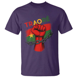 Traoré 2025 Burkina Faso Flag T Shirt Raised Fist Broken Chains TS02 Purple Print Your Wear