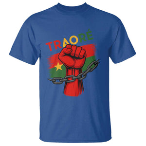 Traoré 2025 Burkina Faso Flag T Shirt Raised Fist Broken Chains TS02 Royal Blue Print Your Wear