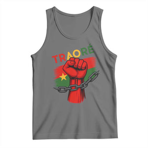 Traoré 2025 Burkina Faso Flag Tank Top Raised Fist Broken Chains TS02 Black Heather Print Your Wear