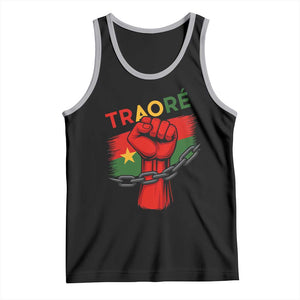 Traoré 2025 Burkina Faso Flag Tank Top Raised Fist Broken Chains TS02 Black Athletic Heather Print Your Wear