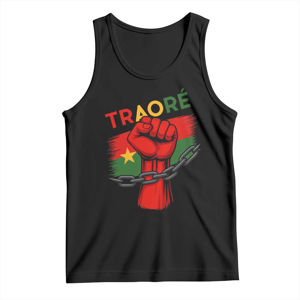 Traoré 2025 Burkina Faso Flag Tank Top Raised Fist Broken Chains TS02 Black Print Your Wear