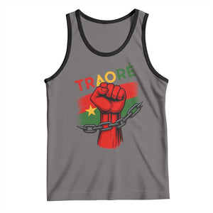 Traoré 2025 Burkina Faso Flag Tank Top Raised Fist Broken Chains TS02 Deep Heather Black Print Your Wear