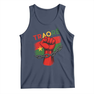 Traoré 2025 Burkina Faso Flag Tank Top Raised Fist Broken Chains TS02 Navy Print Your Wear