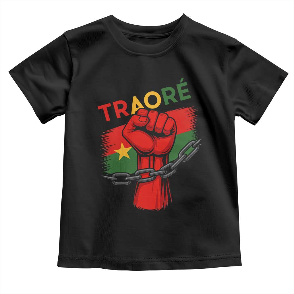 Traoré 2025 Burkina Faso Flag Toddler T Shirt Raised Fist Broken Chains TS02 Black Print Your Wear