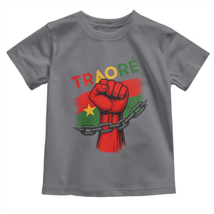 Traoré 2025 Burkina Faso Flag Toddler T Shirt Raised Fist Broken Chains TS02 Charcoal Print Your Wear