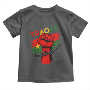 Traoré 2025 Burkina Faso Flag Toddler T Shirt Raised Fist Broken Chains TS02 Dark Heather Print Your Wear