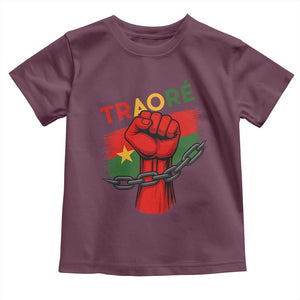 Traoré 2025 Burkina Faso Flag Toddler T Shirt Raised Fist Broken Chains TS02 Maroon Print Your Wear