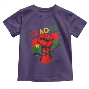 Traoré 2025 Burkina Faso Flag Toddler T Shirt Raised Fist Broken Chains TS02 Purple Print Your Wear