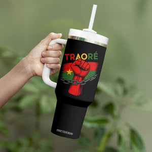 Traoré 2025 Burkina Faso Flag Tumbler With Handle Raised Fist Broken Chains TS02 Print Your Wear