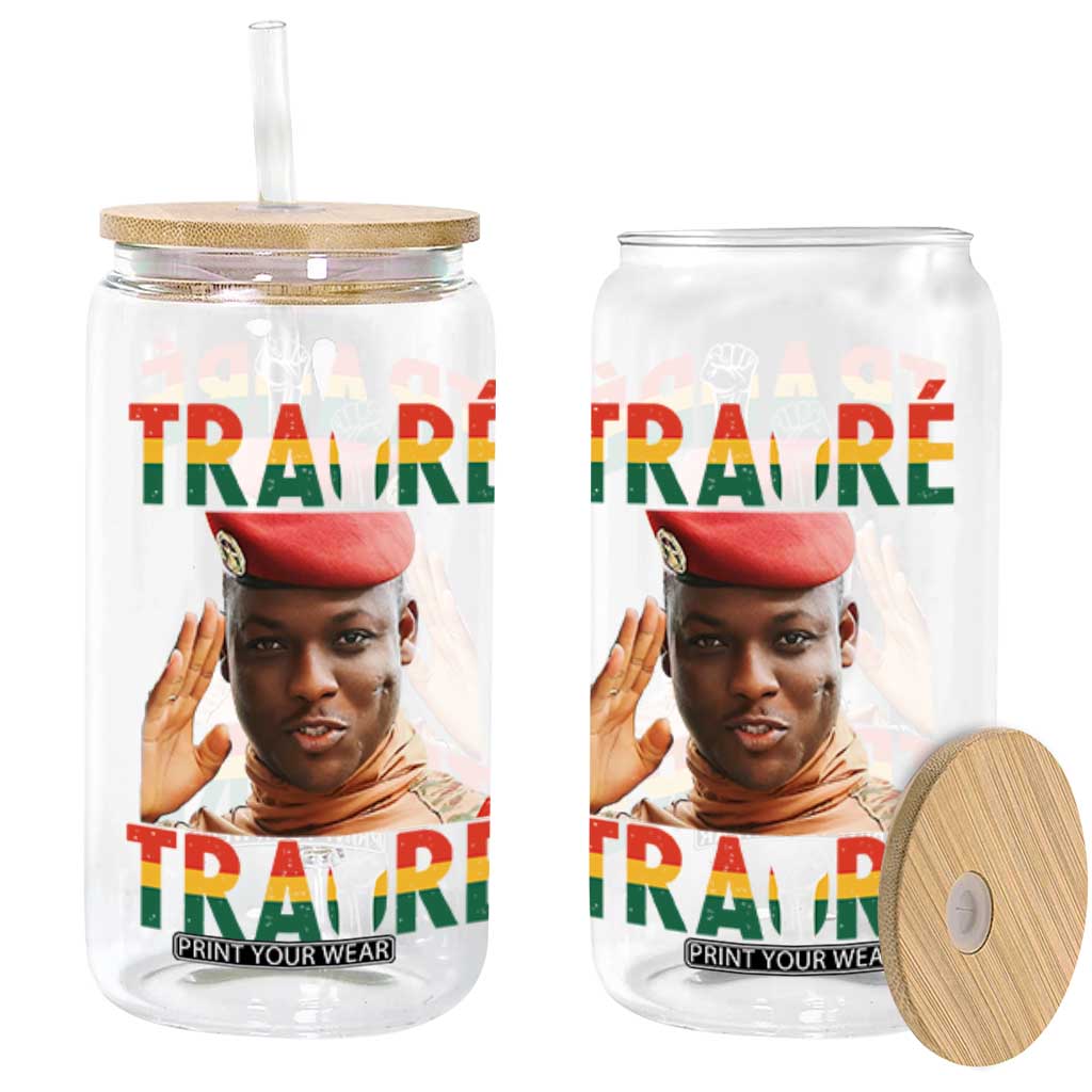 Traoré 2025 Glass Can African President Burkina Faso TS02 Black Print Your Wear