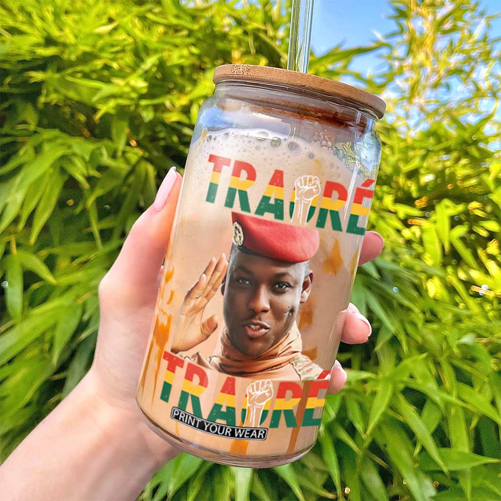 Traoré 2025 Glass Can African President Burkina Faso TS02 Print Your Wear