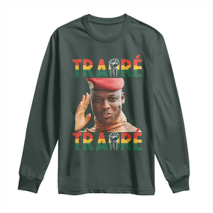 Traoré 2025 Long Sleeve Shirt African President Burkina Faso TS02 Dark Forest Green Print Your Wear