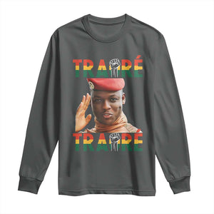 Traoré 2025 Long Sleeve Shirt African President Burkina Faso TS02 Dark Heather Print Your Wear