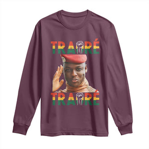 Traoré 2025 Long Sleeve Shirt African President Burkina Faso TS02 Maroon Print Your Wear