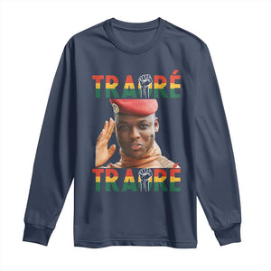 Traoré 2025 Long Sleeve Shirt African President Burkina Faso TS02 Navy Print Your Wear