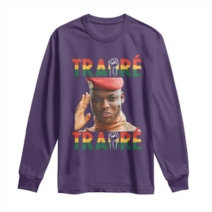 Traoré 2025 Long Sleeve Shirt African President Burkina Faso TS02 Purple Print Your Wear