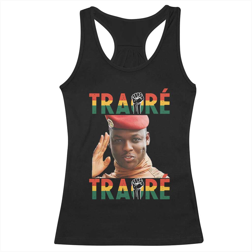Traoré 2025 Racerback Tank Top African President Burkina Faso TS02 Black Print Your Wear