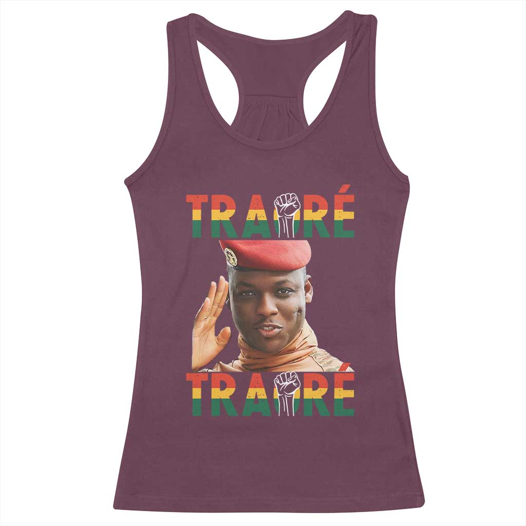 Traoré 2025 Racerback Tank Top African President Burkina Faso TS02 Maroon Print Your Wear