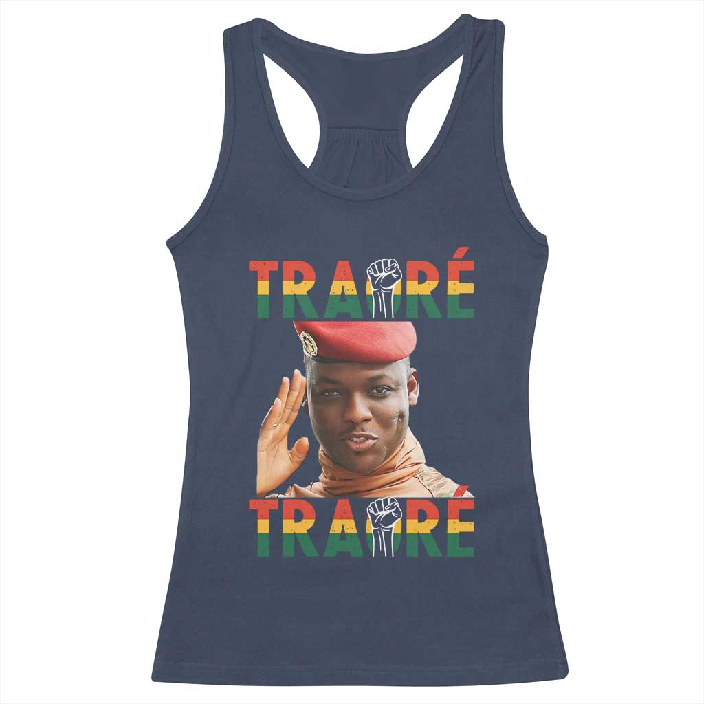 Traoré 2025 Racerback Tank Top African President Burkina Faso TS02 Navy Print Your Wear
