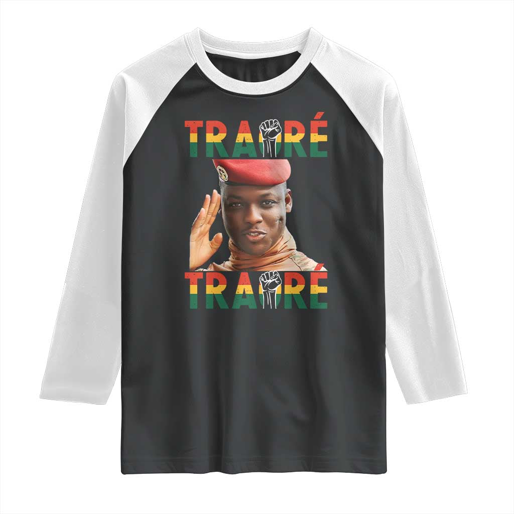 Traoré 2025 Raglan Shirt African President Burkina Faso TS02 Black White Print Your Wear