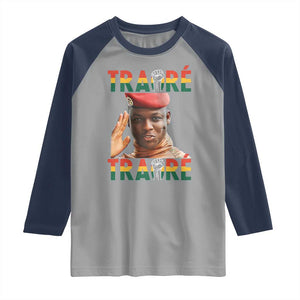 Traoré 2025 Raglan Shirt African President Burkina Faso TS02 Sport Gray Navy Print Your Wear