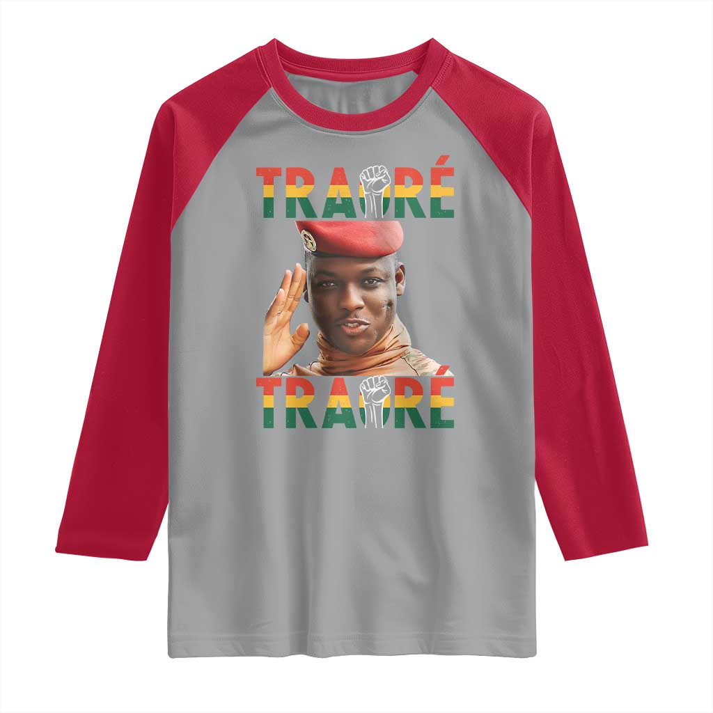 Traoré 2025 Raglan Shirt African President Burkina Faso TS02 Sport Gray Red Print Your Wear