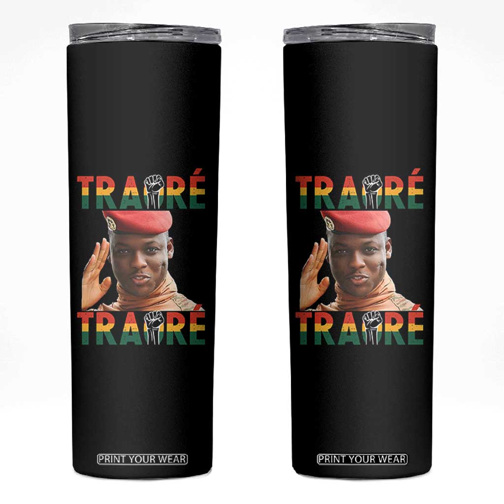Traoré 2025 Skinny Tumbler African President Burkina Faso TS02 Black Print Your Wear