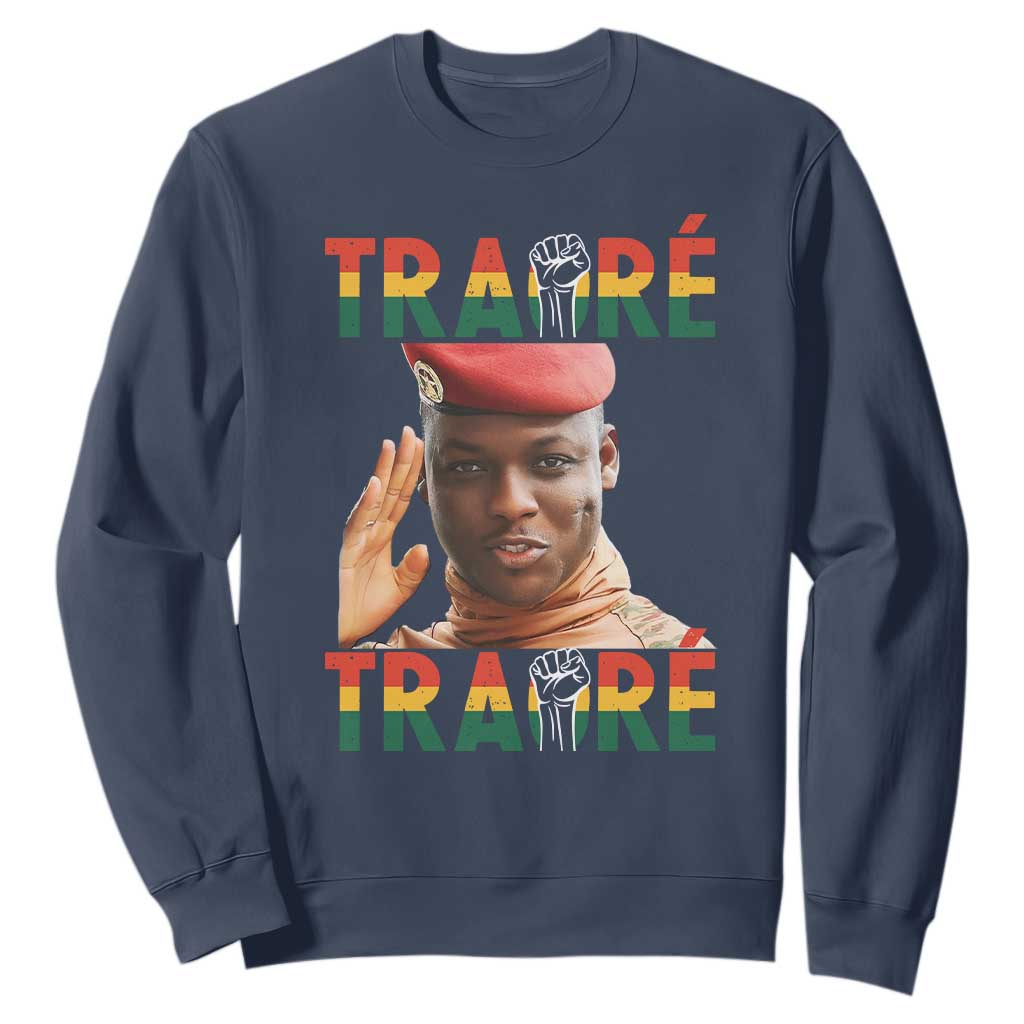 Traoré 2025 Sweatshirt African President Burkina Faso TS02 Navy Print Your Wear