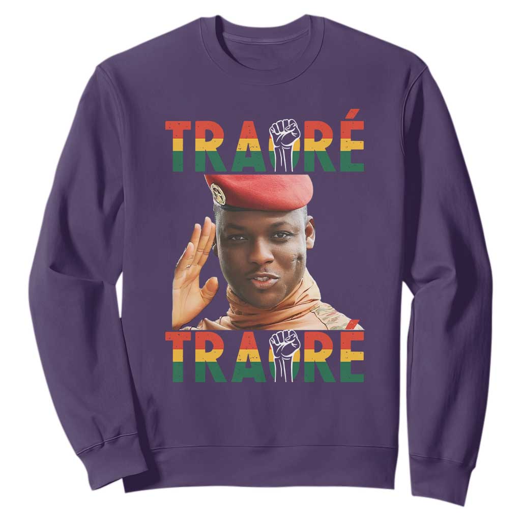 Traoré 2025 Sweatshirt African President Burkina Faso TS02 Purple Print Your Wear