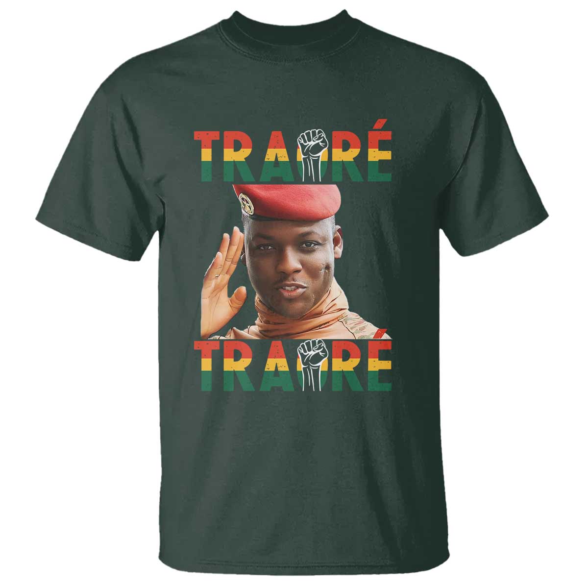 Traoré 2025 T Shirt African President Burkina Faso TS02 Dark Forest Green Print Your Wear