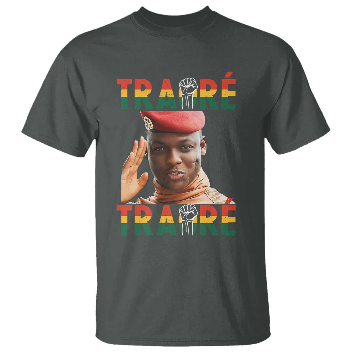 Traoré 2025 T Shirt African President Burkina Faso TS02 Dark Heather Print Your Wear