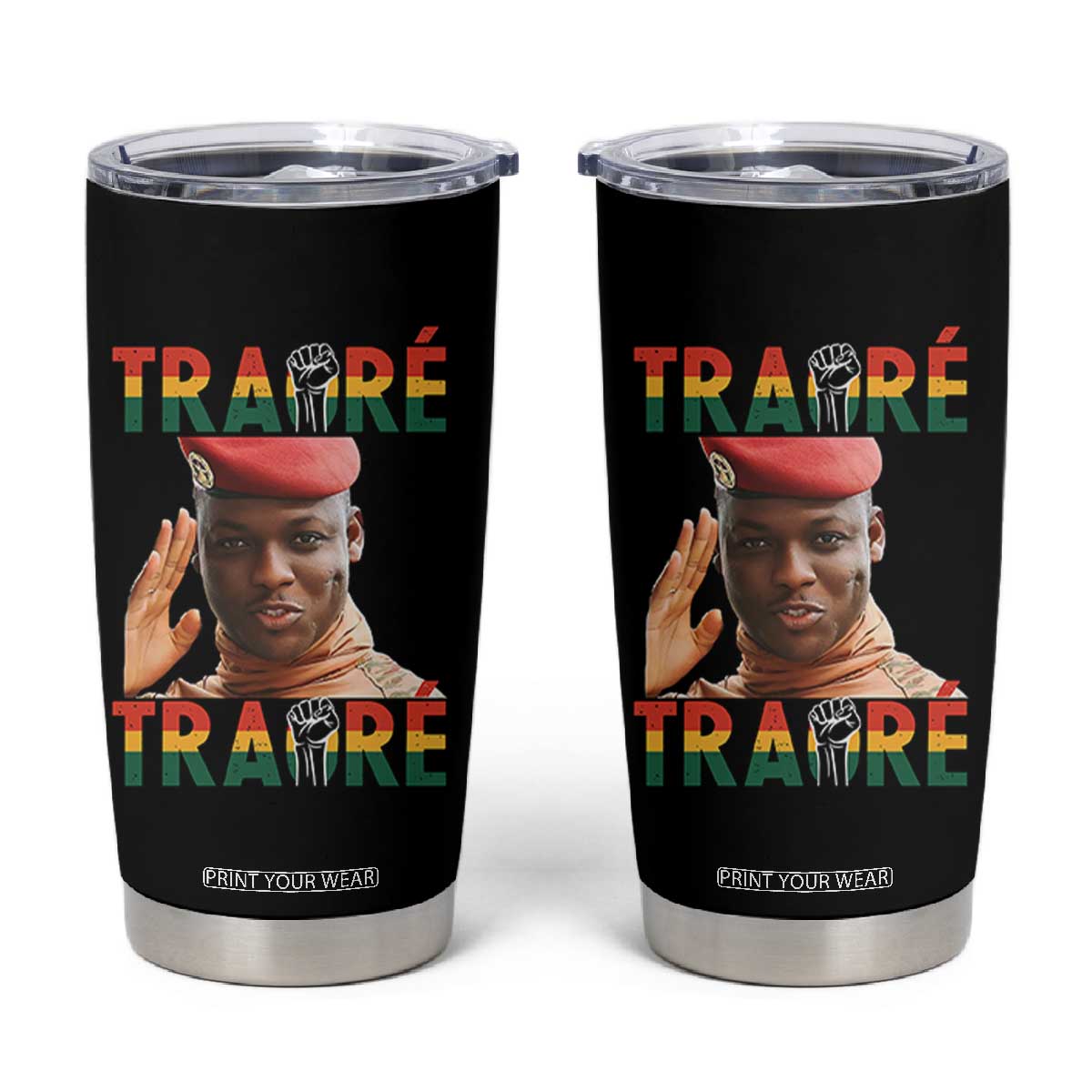 Traoré 2025 Tumbler Cup African President Burkina Faso TS02 Black Print Your Wear