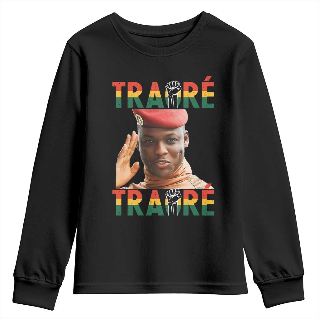 Traoré 2025 Youth Sweatshirt African President Burkina Faso TS02 Black Print Your Wear
