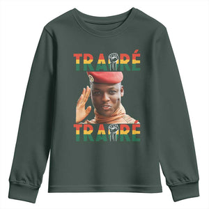 Traoré 2025 Youth Sweatshirt African President Burkina Faso TS02 Dark Forest Green Print Your Wear