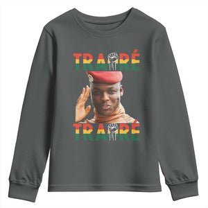 Traoré 2025 Youth Sweatshirt African President Burkina Faso TS02 Dark Heather Print Your Wear