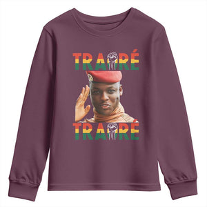 Traoré 2025 Youth Sweatshirt African President Burkina Faso TS02 Maroon Print Your Wear