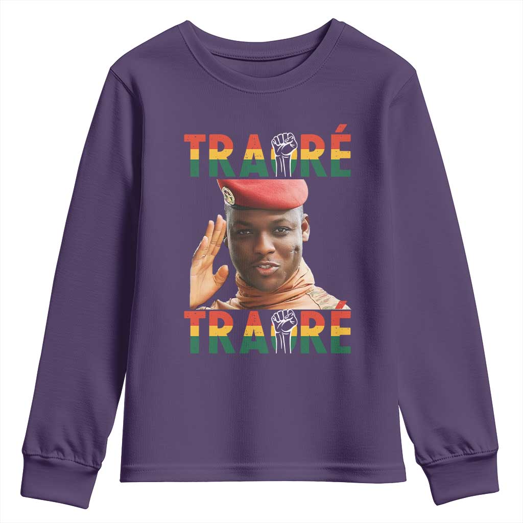 Traoré 2025 Youth Sweatshirt African President Burkina Faso TS02 Purple Print Your Wear