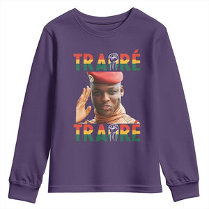 Traoré 2025 Youth Sweatshirt African President Burkina Faso TS02 Purple Print Your Wear