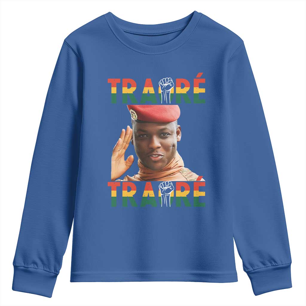 Traoré 2025 Youth Sweatshirt African President Burkina Faso TS02 Royal Blue Print Your Wear