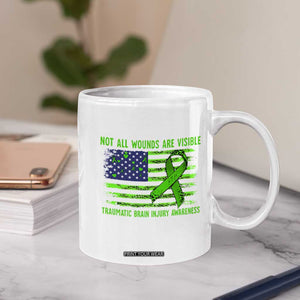 Traumatic Brain Injury Awareness Coffee Mug Not All Wounds Are Visible TBI Warrior American Flag TS02 Print Your Wear
