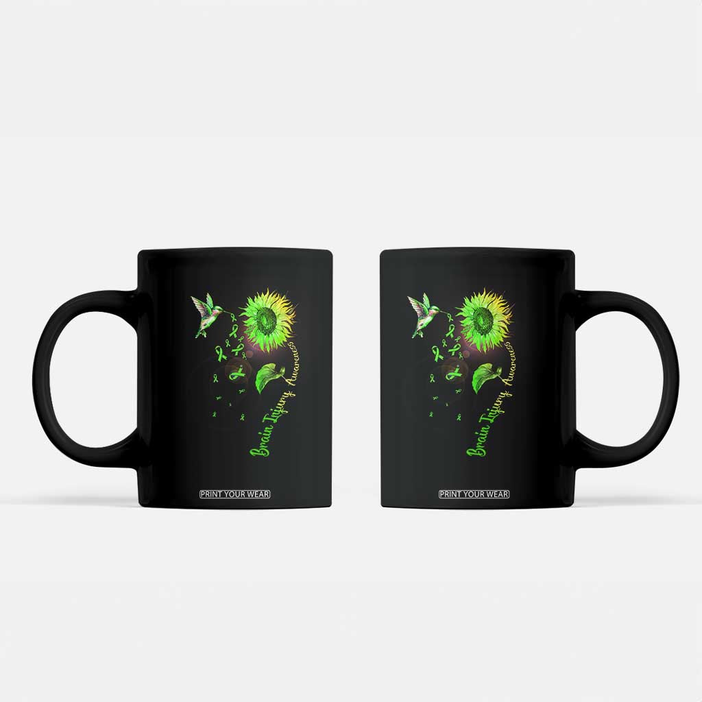 Traumatic Brain Injury Awareness Coffee Mug Sunflower Hummingbird TS02 Black Print Your Wear