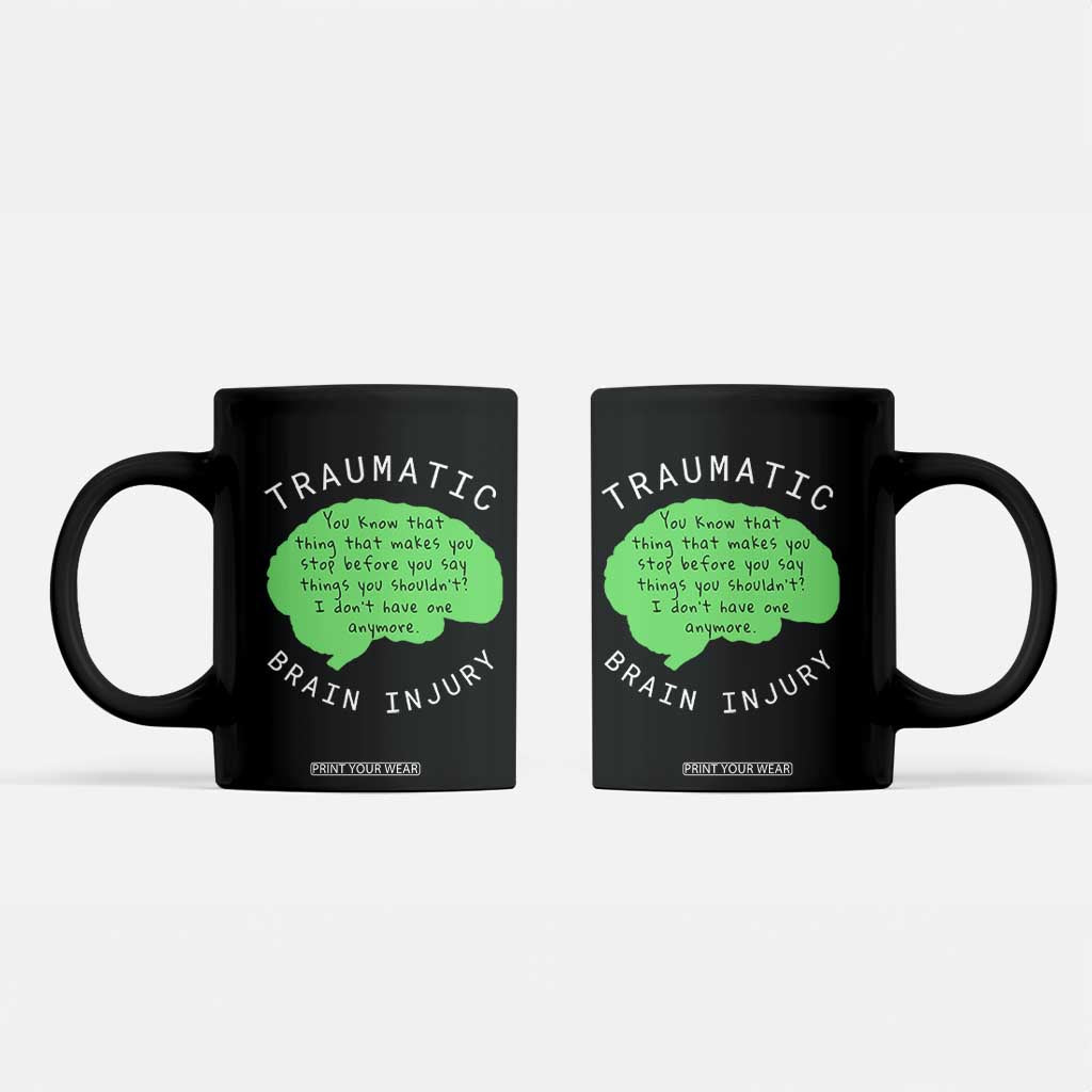 Traumatic Brain Injury Awareness Coffee Mug TBI Support TS02 Black Print Your Wear